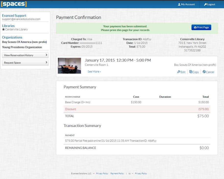 PayPal in Spaces: Here s a screenshot
