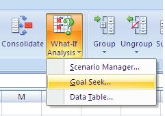 Navigate to the Data tab found on the toolbar at the top of the page. 2. Click on the What-If Analysis button and then on the Goal Seek option from the drop down menu. 3.