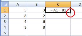 Introduction to Excel Orientation and Tools Method 2: 1. Select the cell that has the original formula. 2. Hold your mouse on the dot on the right bottom corner of the cell.