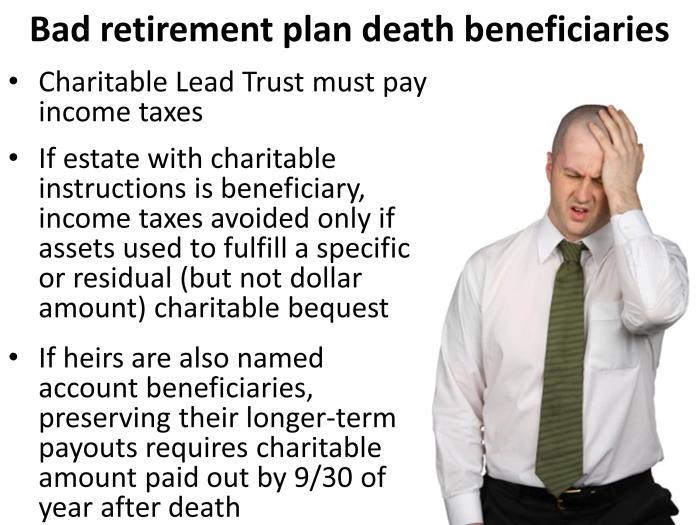 RUSSELL JAMES Problems can arise when naming a Charitable Lead Trust as beneficiary of a retirement account.