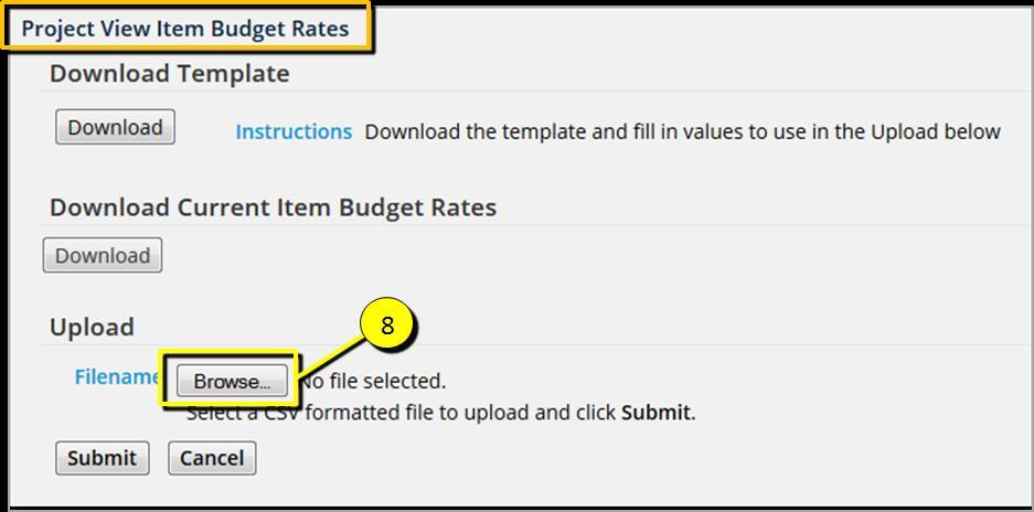 To upload the Item Budget Rate table into ConSol do the following: 8.