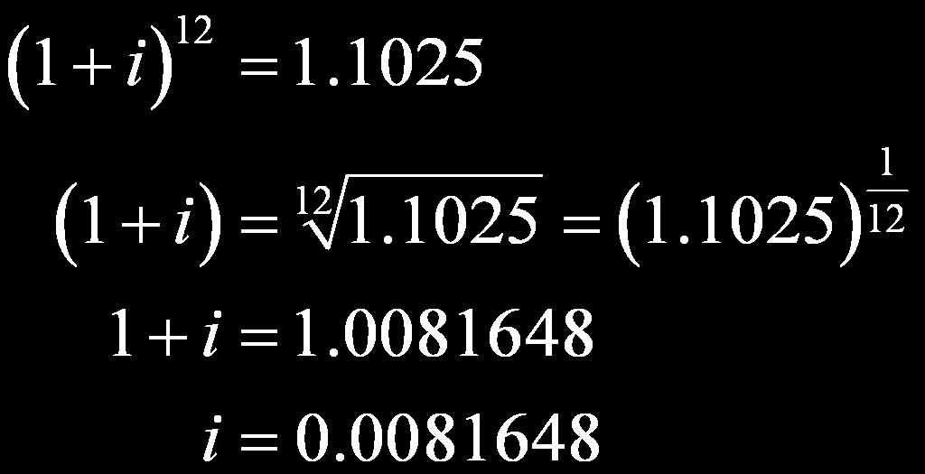 Notes on equivalent interest In general, equivalent interest can be calculated as follows: 1.
