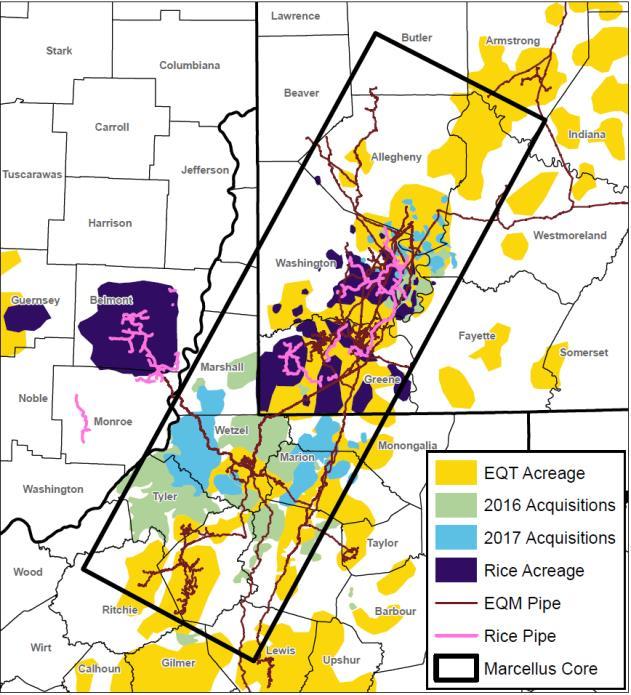 Transaction Rationale Significant contiguous acreage and resulting synergies Sizable Transaction of High-Quality Core Acreage EQT becomes the largest U.S. Natural Gas producer Pro forma combined full-year 2017E production of 1.