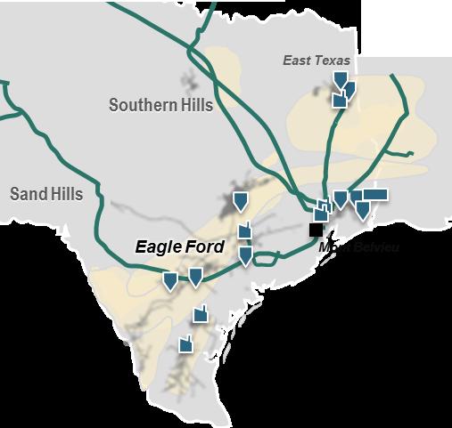 South Overview Three Rivers Asset type Fractionator and/or Plant Natural Gas Plant NGL Pipeline Natural Gas Pipeline DCP South Assets Giddings Goliad Giddings Wilcox Eagle Gulf Plains La Gloria