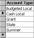 Design View Field Properties: Field Name Account # Cost-Code Explanation Existing accounts.