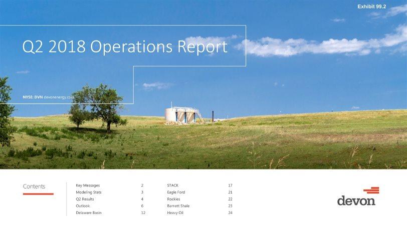 Q2 2018 Operations Report Key Messages 2 Modeling Stats 3 Q2 Results 4 Outlook 6 Delaware Basin 12