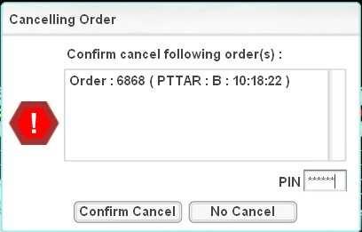Changing an order You can change submitted order by moving the cursor to highlight that order, and then