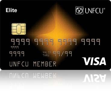 UNFCU Visa Elite credit card UNIQUE BENEFITS FOR THE GLOBAL LIFESTYLE Low APR Low annual fee Premium travel benefits: No foreign transaction