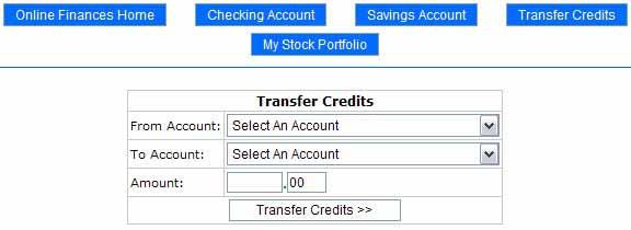 Use the drop-down menus to select the account the credits are taken out of ( From Account ) and the account they are