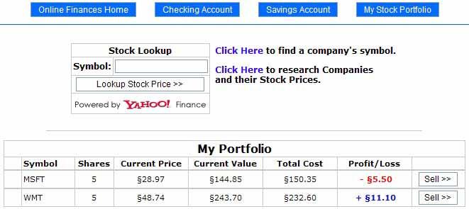 Stocks You can see details of your stock portfolio (a fancy word that basically means collection ) by clicking on View