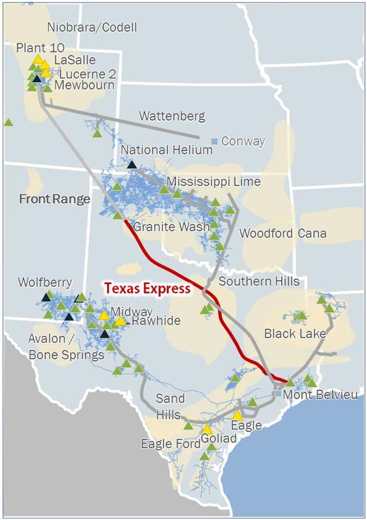 DPM - Texas Express NGL Pipeline NGL pipeline infrastructure project to provide much-needed takeaway capacity from Rockies, Permian Basin and Mid-Continent to Gulf Coast Partnership acquired 10%