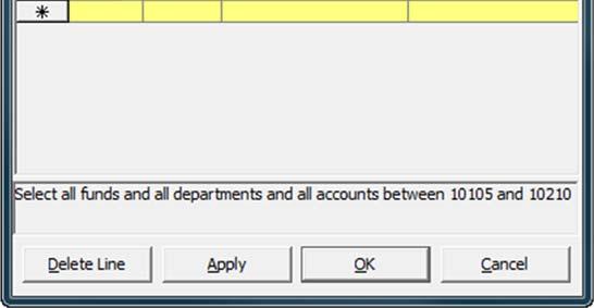 Make sure the Reverse sign when printing checkbox IS NOT CHECKED. 6. Enter the account number of the cash accounts in the yellow grid below.