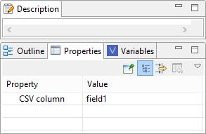 The only parameter displayed in the figure of this element is its label. Every link to the CSV element also has a label that will be the name of the column in the CSV file.
