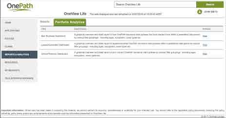 6.2 Portfolio Analytics The portfolio analytics dashboard provides an overview of your OnePath retail insurance
