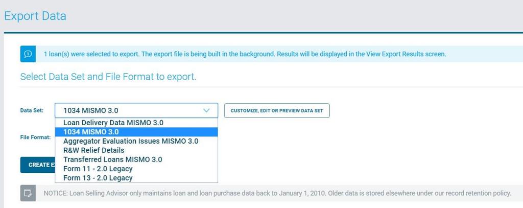 From the Originator Pipeline page, click the tab name for the type of loans you want to export; Candidate & Rejected, Submitted or Transferred. The example below depicts, the Candiate & Rejected tab.