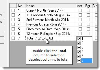 9) One or more Difference columns can also be added to the report to compute and display the difference between two other columns in the report (e.g.