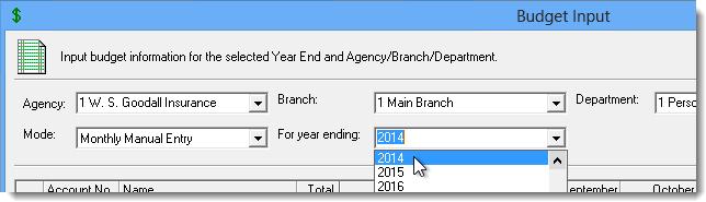 To create a new budget, 1. On The Accountant s Desktop, click Tools, Accounting Tools, Budget to open the Budget Input dialog. 2.