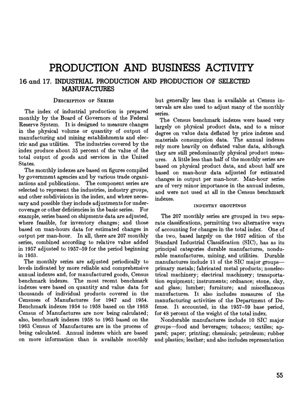 PRODUCTION AND BUSINESS ACTIVITY 16 and 17.