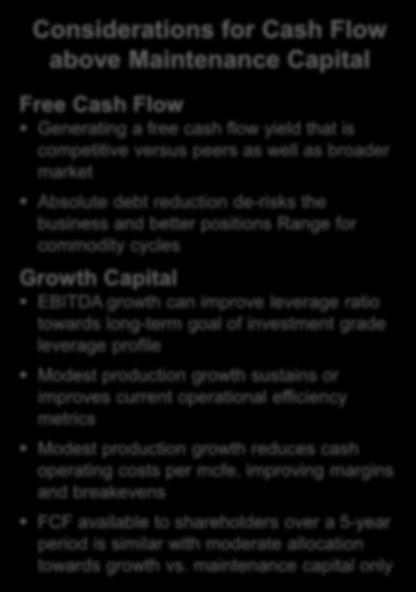 % of Operating Cash Flow Low Maintenance Capital Supports Sustainable Free Cash Flow 100% 90% 80% 70% 60% 50% 40% 30% 20% 10% 0% FCF Yield Maintenance Capital ~6% y/y growth Hold 4Q18 Production Flat
