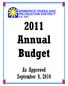 2011 Annual Budget As Approved September 9, 2010