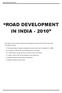 ROAD DEVELOPMENT IN INDIA
