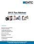 EHTC Tax Adviser TAX AND FINANCIAL STRATEGIES. In this issue: Nine Smart Year-End Tax Planning Strategies for Individuals