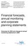 Financial forecasts, annual monitoring and corporate planning statements