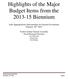 Highlights of the Major Budget Items from the Biennium