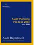 Audit Planning Process 2004 July Audit Department. Leaders in building public trust in civic government