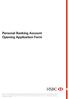 Personal Banking Account Opening Application Form