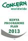 KENYA PROGRAMME PLAN 2013