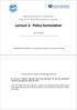 Lecture 3: Policy formulation