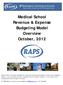Medical School Revenue & Expense Budgeting Model Overview October, 2012