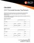 Checklist 2017 Personal Income Tax Return