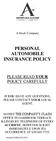 PERSONAL AUTOMOBILE INSURANCE POLICY