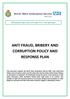 ANTI FRAUD, BRIBERY AND CORRUPTION POLICY AND RESPONSE PLAN