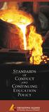 Standards of Conduct and Continuing Education Policy I. Background