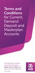 Terms and Conditions for Current, Demand Deposit and Masterplan Accounts