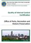 Quality of Internal Control Certification. Office of Parks, Recreation and Historic Preservation