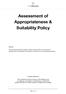 Assessment of Appropriateness & Suitability Policy