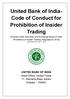 United Bank of India- Code of Conduct for Prohibition of Insider Trading