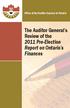Office of the Auditor General of Ontario. The Auditor General's Review of the 2011 Pre-Election Report on Ontario's Finances