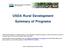USDA Rural Development Summary of Programs