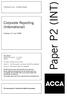 Paper P2 (INT) Corporate Reporting (International) Tuesday 10 June Professional Level Essentials Module
