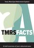 Texas Municipal Retirement System TMRSFACTS. A brief overview of your retirement plan