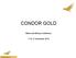 CONDOR GOLD. Mines and Money Conference. 1 st to 3 rd December 2015 CONDOR GOLD PLC