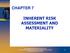 CHAPTER 7 INHERENT RISK ASSESSMENT AND MATERIALITY