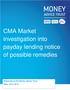 CMA Market investigation into payday lending notice of possible remedies