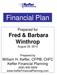 Financial Plan. Prepared for Fred & Barbara Winthrop August 25, 2010