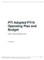 PTI Adopted FY19 Operating Plan and Budget